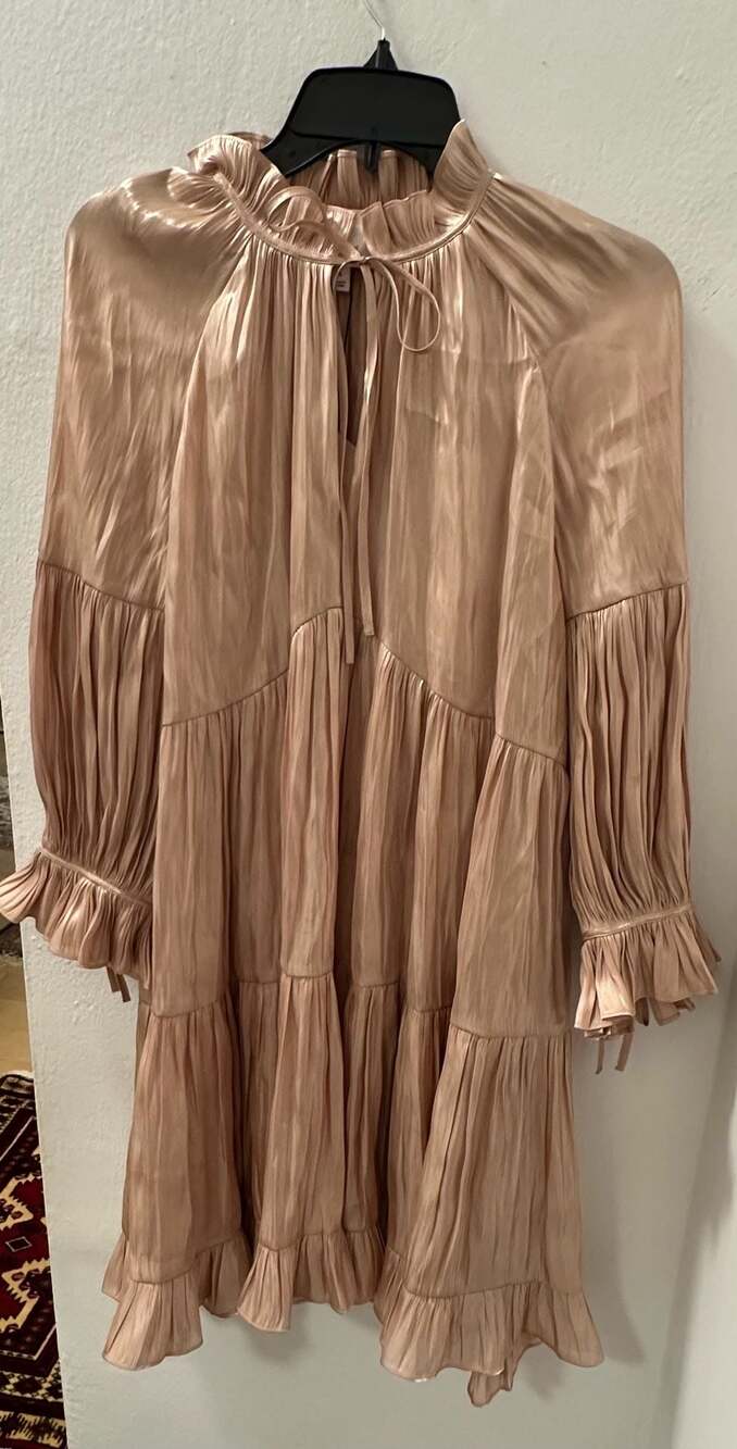 Cinq a Sept Phyllis Tiered Ruffle Mini Dress in Travertine